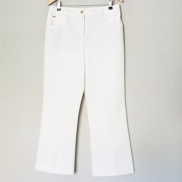 Vintage St. John Sport Essentials Marie Gray White Jeans 12 Cotton Spandex Wide - Picture 2 of 16